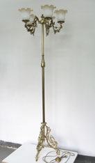 lampy mosiężne - lampa stojąca 5 ramienna, wykonanie odlew mosiężny