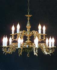 dekoracyjny żyrandol mosiężny dwupiętrowy 15 świec